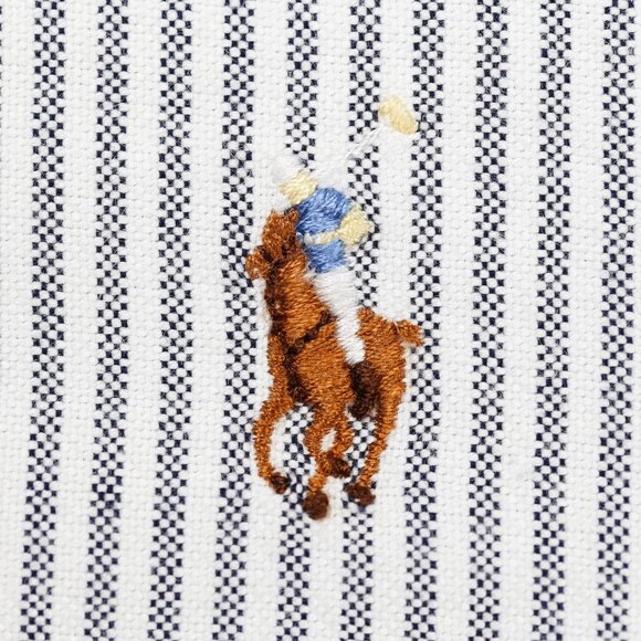 NWT Polo Women LS Classic Fit Oxford Shirt Navy/White Stripe MSRP $128.00 - Picture 2 of 3